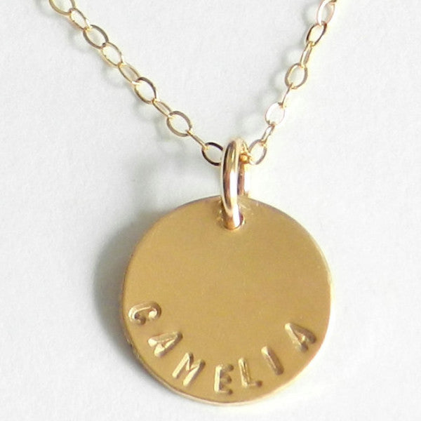Camelia. Hand-Stamped Name Necklace.