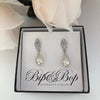 Silver Vintage Bridal Teardrop Pearl Earrings