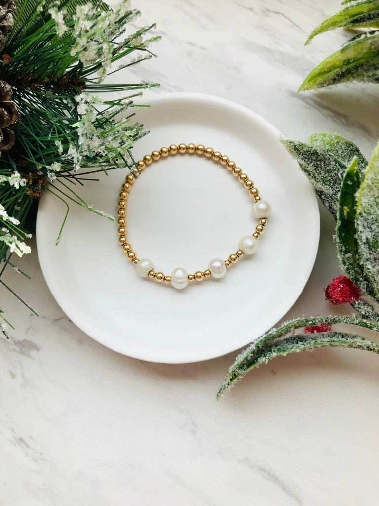 Gold Bead & Pearl Bracelet